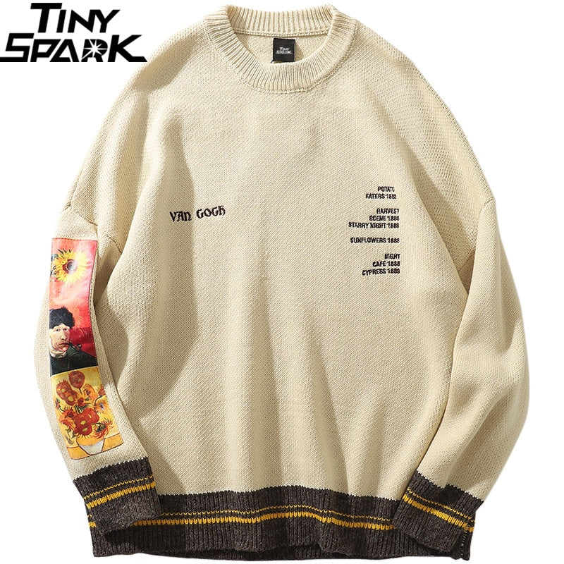 Van Gogh Painting Embroidery Knitted Sweater