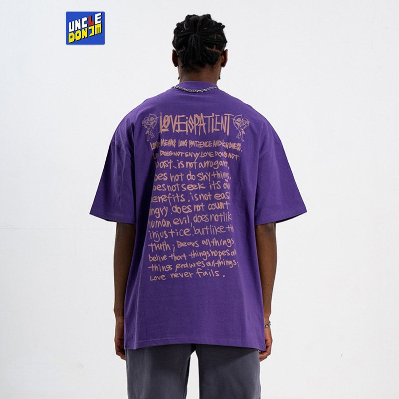 Graffiti Printed Half-high Collar Oversized T-Shirt