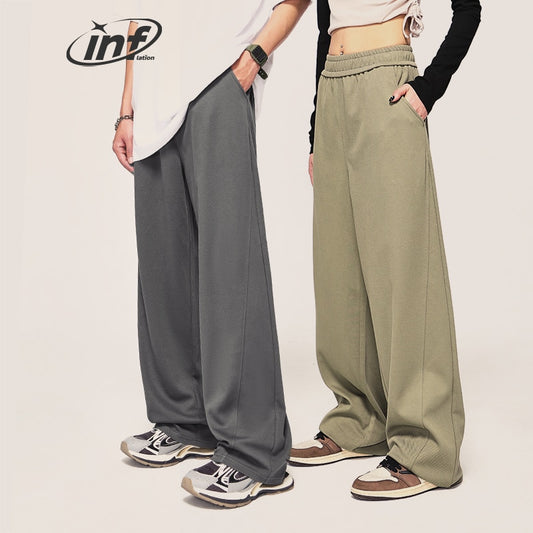 INFLATION Wide Leg Solid Mopping Pants