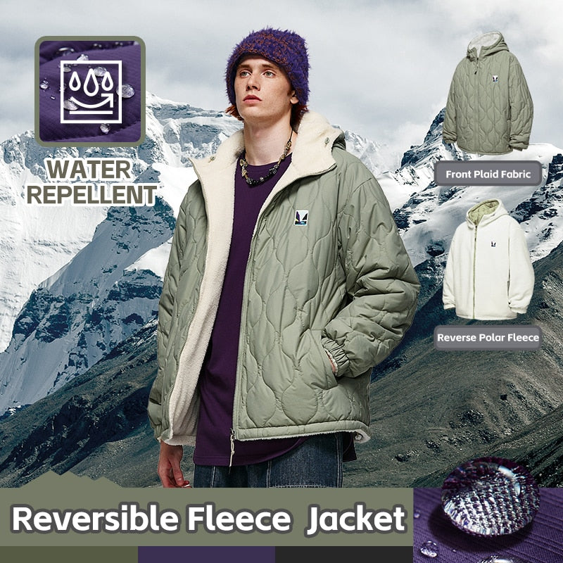 INFLATION Reversible Lambswool Hooded Ovesrzied Outerwear Cotton Padded Jacket