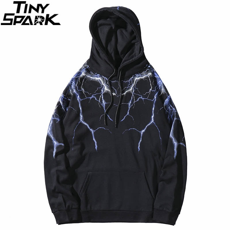 Lightning Graphic Cotton Oversized Hoodie