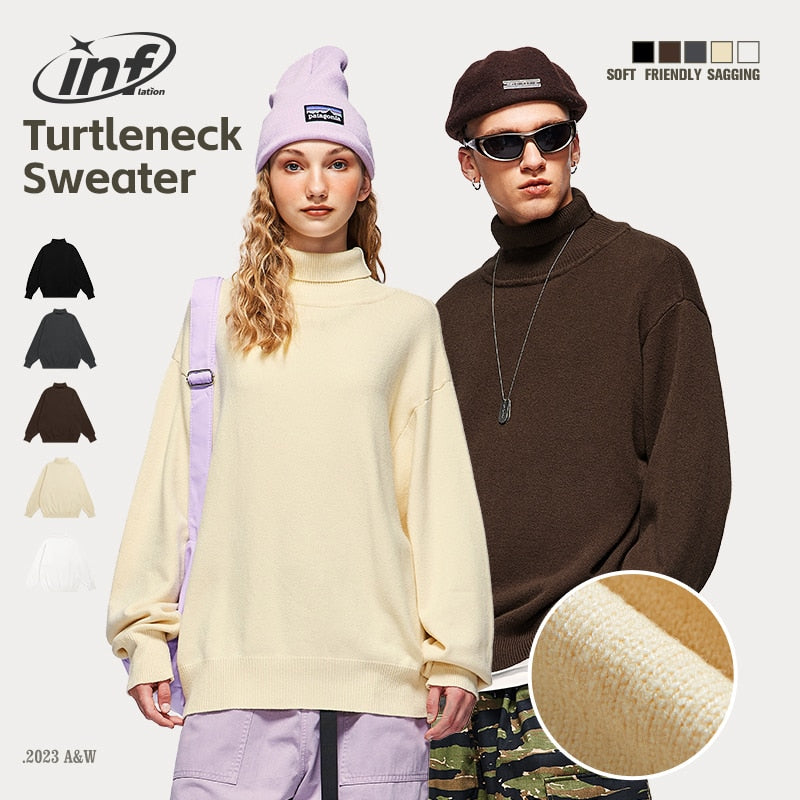 INFLATION Blank Oversized Knit Turtleneck Sweater