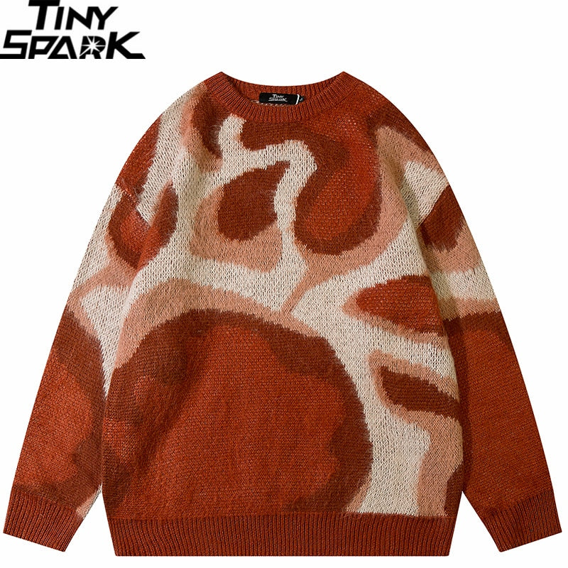 Retro Abstract Pattern Graphic Knitted Sweater