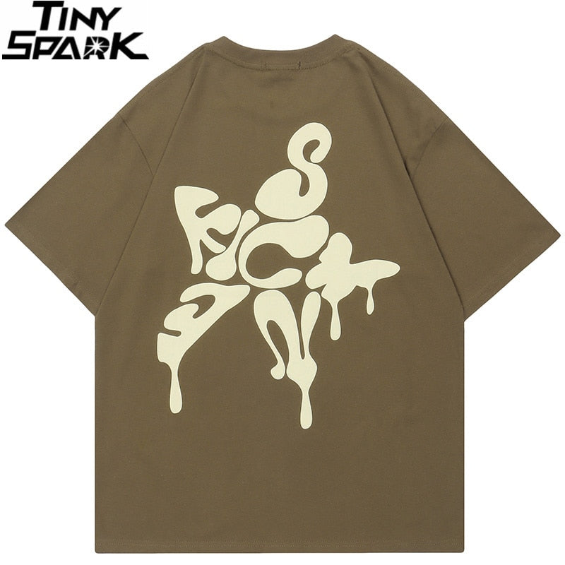 Melting Letter Star Graphic T-Shirt