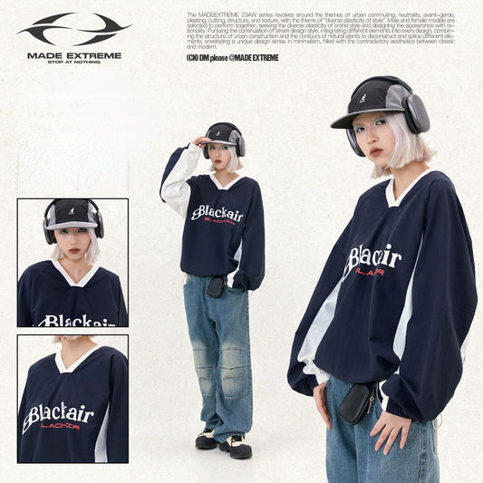 BLACK AIR Spliced Hip Hop Casual Sports Moto & Biker Sweatshirts
