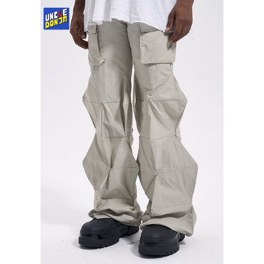 Diamond-shaped Three-dimensional Tailoring Deconstruction Loose Bell-bottoms Cargo Pants