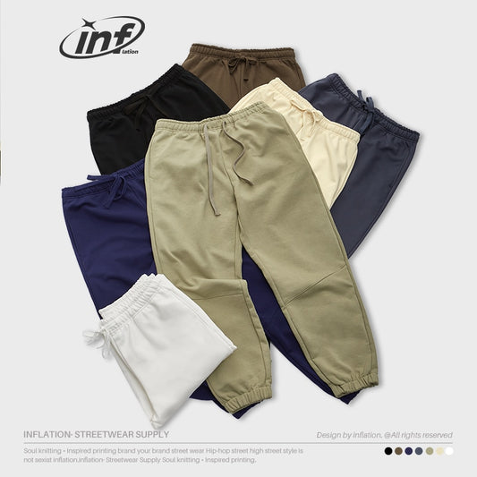 INFLATION Solid Color Drawstring Waist Jogger Pants